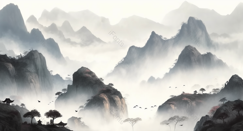 国画新中式水墨山水画背景图,插画/手绘图,插画/手绘图库,插画/手绘图下载,插画/手绘